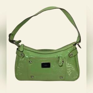 LIZ & CO LIME GREEN/CHARTREUSE FAUX LEATHER SHOULDER HAND BAG PURSE